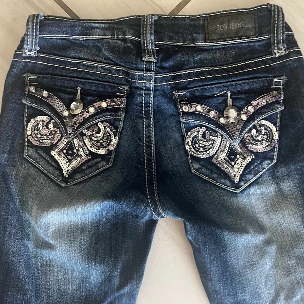 ZCO Dark Blue Jeans with Embellished Pockets